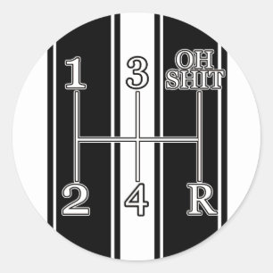 Wit Zwart Race Stripes Shift knop Sticker