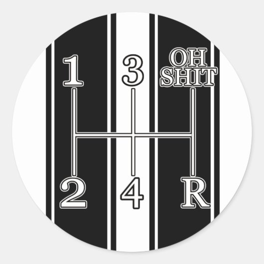 Wit Zwart Race Stripes Shift knop Sticker (Voorkant)