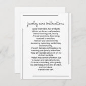 Wit Zwart Rand Logo Sieraden Care Instructie Notitiekaartje (Voorkant / Achterkant)