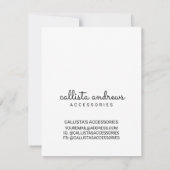 Wit Zwart Rand Script Sieraden Care Instructie Notitiekaartje (Achterkant)