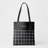 Wit zwart rasterpatroon tote bag (Voorkant)