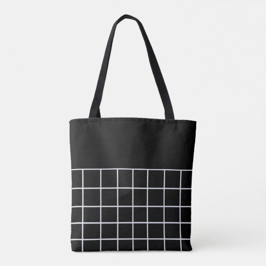 Wit zwart rasterpatroon tote bag (Achterkant)