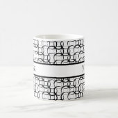 Wit & Zwart Retro, Overlappend cirkelenpatroon Koffiemok (Center)