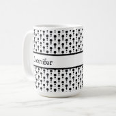 Wit & Zwart Retro Patroon Gepersonaliseerd Koffiemok (Voorkant links)