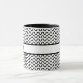 Wit & Zwart Retro Waves Patroon Gepersonaliseerd Mok (Midden)