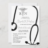 Wit Zwart RN Verpleegschool Afstudeerfeest Kaart (Voorkant)