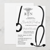 Wit Zwart RN Verpleegschool Afstudeerfeest Kaart (Voorkant / Achterkant)