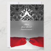 WIT ZWART RODE LINTEN DAMAST EDELSTEEN MONOGRAM r Kaart (Achterkant)