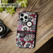  Wit Zwart Rood Bloemen iPhone Hoesje