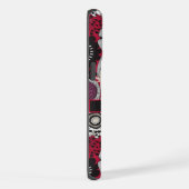 Wit Zwart Rood Bloemen iPhone Hoesje (Rechterkant)