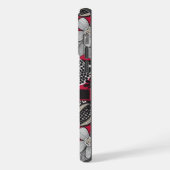 Wit Zwart Rood Bloemen iPhone Hoesje (Linkerkant)