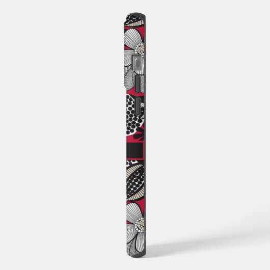  Wit Zwart Rood Bloemen iPhone Hoesje (Linkerkant)