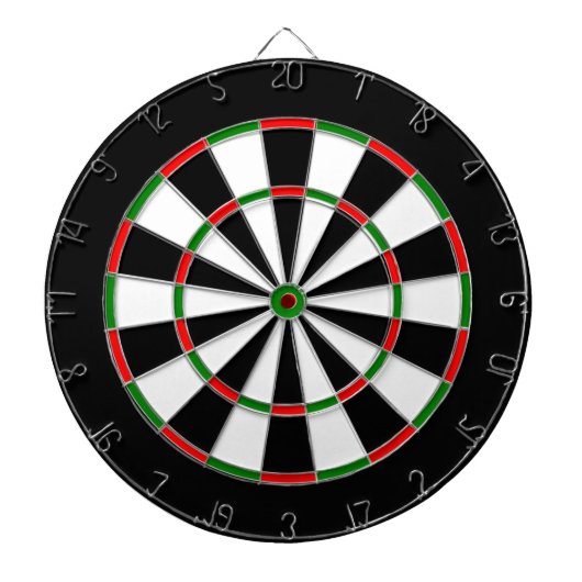 Wit, Zwart, Rood en Groen Metaalkooi Dartboard Dartbord (Voorkant)