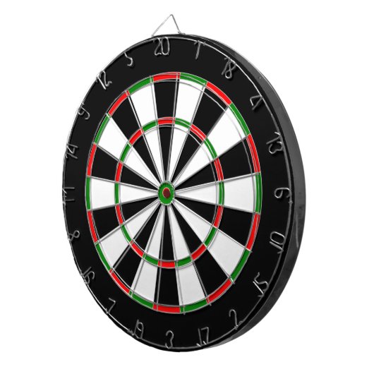 Wit, Zwart, Rood en Groen Metaalkooi Dartboard Dartbord (Voorkant Rechts)