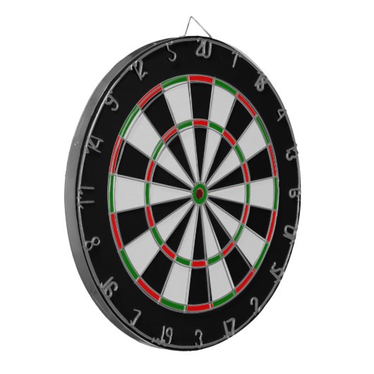Wit, Zwart, Rood en Groen Metaalkooi Dartboard Dartbord (Voorkant Links)