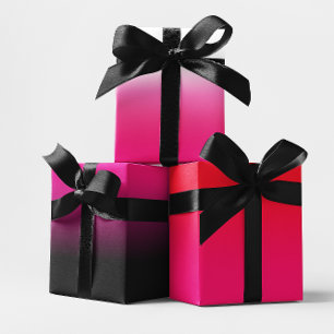 Wit Zwart Rood en Heet Roze Ombre Mix Inpakpapier Vel