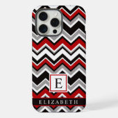  Wit Zwart Rood Grijs Chevron Patroon iPhone Hoesje (Achterkant)