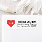 Wit Zwart ROOD Hart Bruiloft Retouradres Etiket (Insitu)