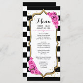 Wit Zwart Roze Goud Menu Kaart (Voorkant / Achterkant)