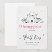 Wit Zwart Roze Minimalistisch Schattig Valentijnsd Kaart (Voorkant / Achterkant)