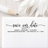 Wit Zwart SAVE ONZE DATUM Bruiloft Retouradres Etiket (Insitu)