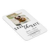 Wit & Zwart Save the Date Foto Bruiloft Magneet (Rechterzijde)