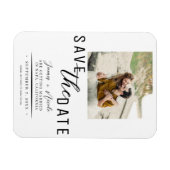 Wit & Zwart Save the Date Foto Bruiloft Magneet (Horizontaal)