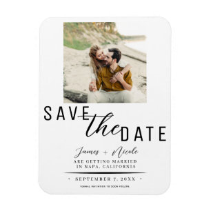 Wit & Zwart Save the Date Foto Huwelijk Magneet