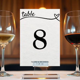 Wit & Zwart Schattige Hartlijn Bruiloft Kaart