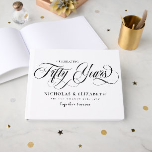 Wit Zwart Schrift 50ste Trouwdag Gastenboek