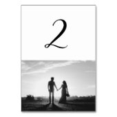 Wit & Zwart Script Foto Huwelijk Tafelnummer (Voorkant)