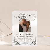 Wit & Zwart Script Kalligrafie Betrokkenheid Party Kaart