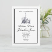 Wit Zwart Script Kerk Kapel Elegante Trouwdag Kaart (Staand voorkant)