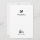 Wit Zwart Script Kerk Kapel Elegante Trouwdag Kaart (Achterkant)