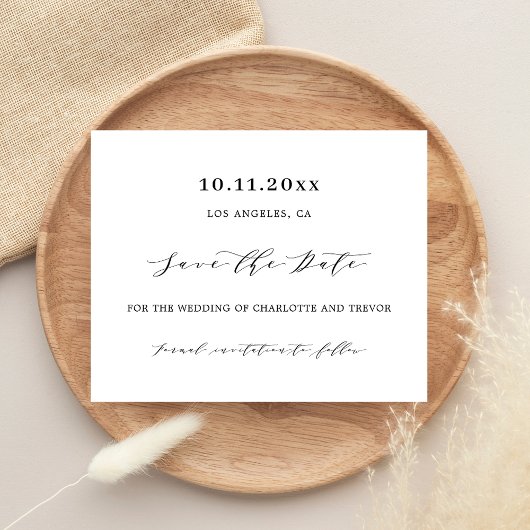 Wit zwart script moderne bruiloft Save the Date