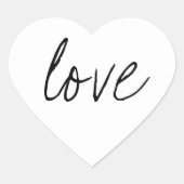 Wit Zwart Script Sticker Liefde (Voorkant)