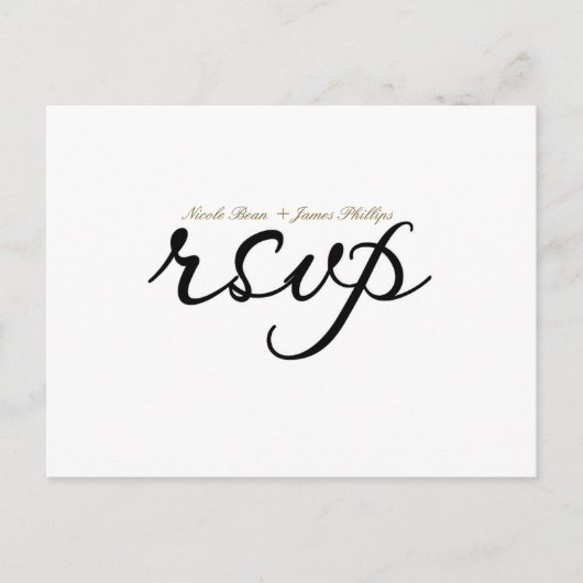 Wit & Zwart Script Trouw RSVP Postkaart Uitnodiging Briefkaart (Voorkant)