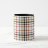Wit Zwart Sinaasappel Geel Tartan Plaid Mok (Midden)