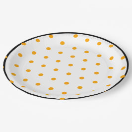 Wit Zwart Sinaasappel Polka stippen Papieren Bordje