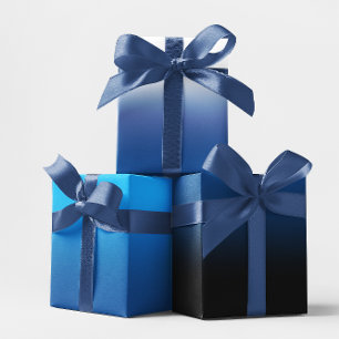 Wit Zwart Sky Blauw en Diep Blauw Ombre Mix Inpakpapier Vel