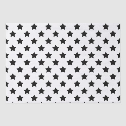 Wit Zwart Sterren Patroon Decoratief Tissuepapier (Voorkant)