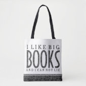 Wit & zwart tekstontwerp Ik hou van grote boeken Tote Bag (Voorkant)
