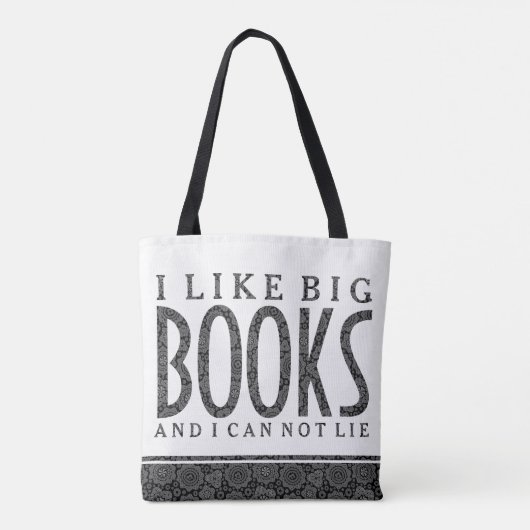 Wit & zwart tekstontwerp Ik hou van grote boeken Tote Bag (Achterkant)