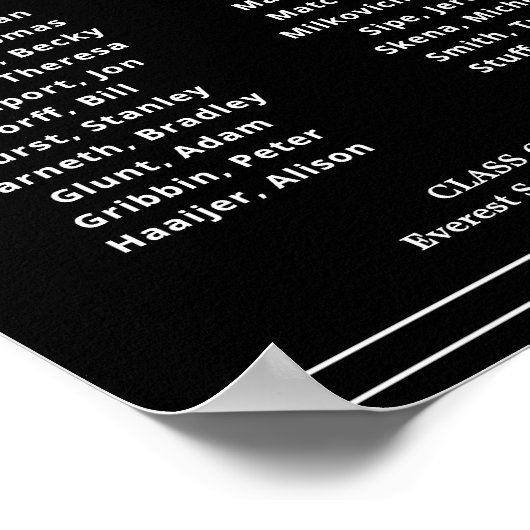 Wit zwart ter nagedachtenis van onze klasgenoten r poster (Hoek)