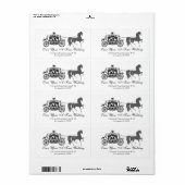 Wit & Zwart Trouwpaard & Carriage Label (Full Sheet)