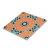 Wit Zwart Turquoise Marokkaanse Geometrische Motie Tegeltje (Zijkant)