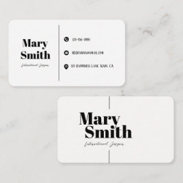 Wit Zwart Typografie Aanpasbaar Minimalistisch Visitekaartje