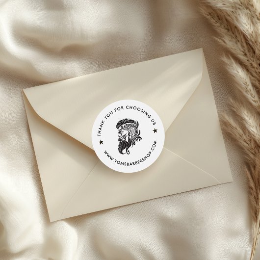 Wit Zwart Typografie Custom Hair Logo Ronde Sticker