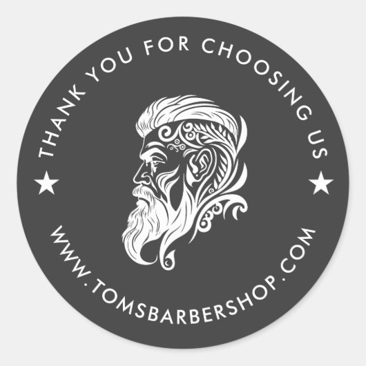 Wit Zwart Typografie Custom Wit Haar Logo Ronde Sticker (Voorkant)