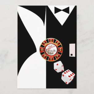Wit Zwart Vegas Nieuwjaars Bruiloftsreceptie Kaart